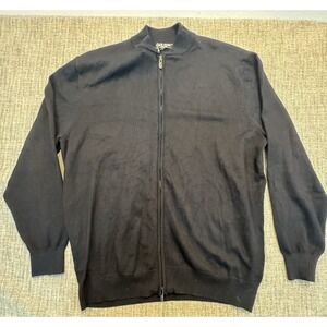 PJ PAUL‎ JONES Mens XL Casual 2 way Zip Black Cardingan Sweater Full Zip Sweater
